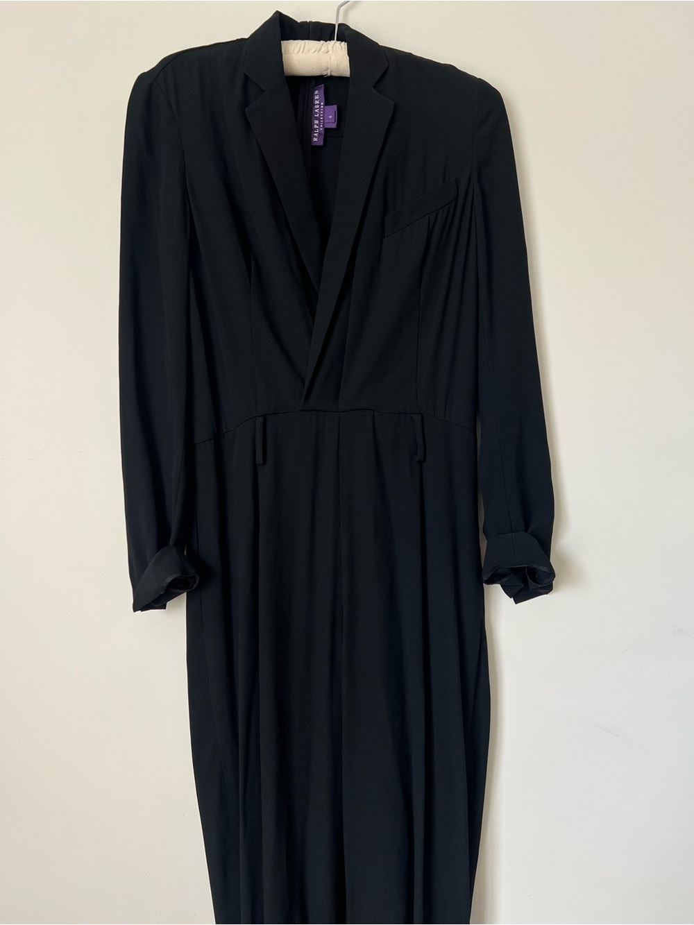 Ralph Lauren Black Long-Sleeve V-Neck Jumpsuit